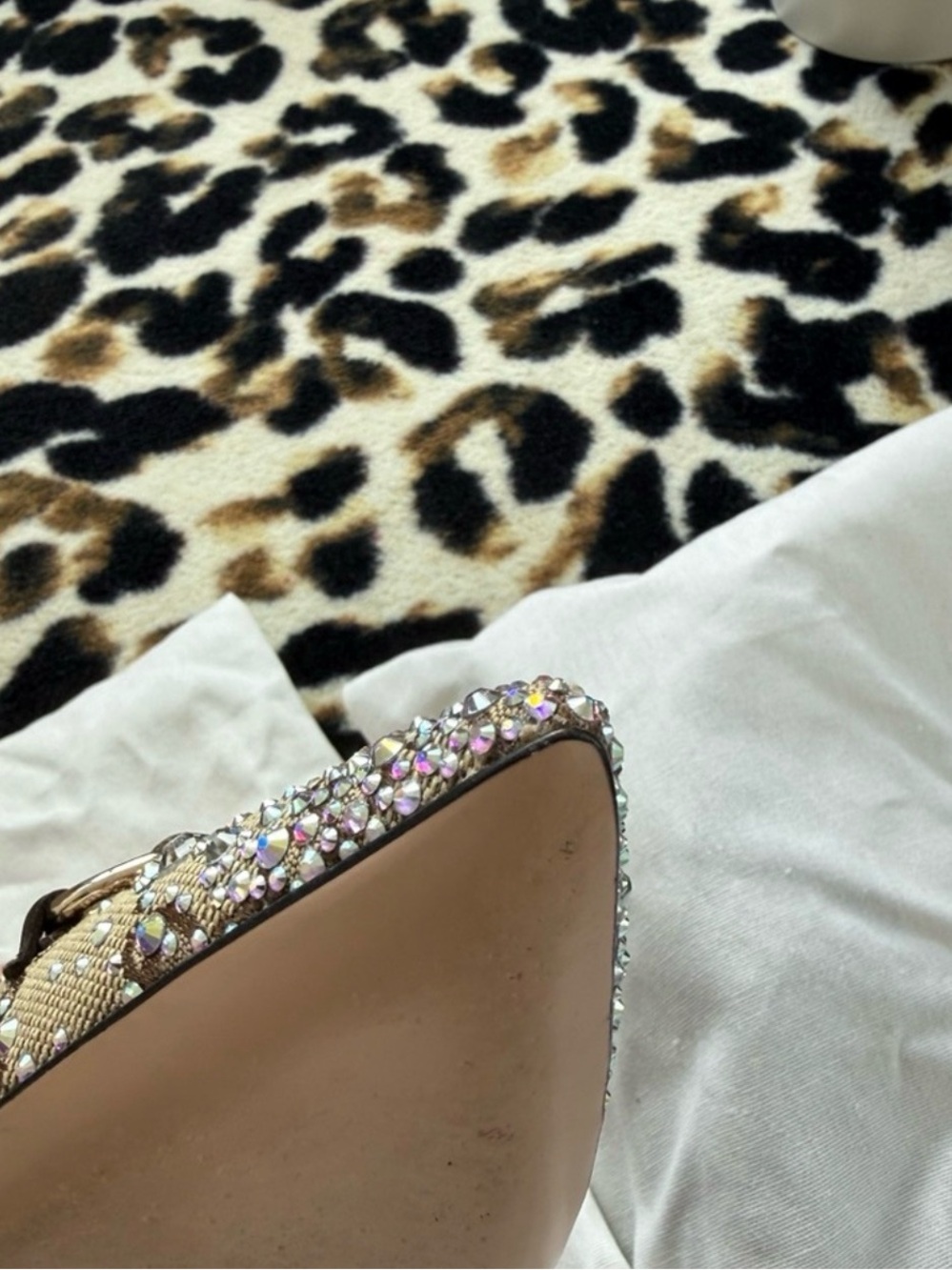 Gucci Beige GG Canvas Crystal-Embellished Slingback Pumps - Picture 7 of 7